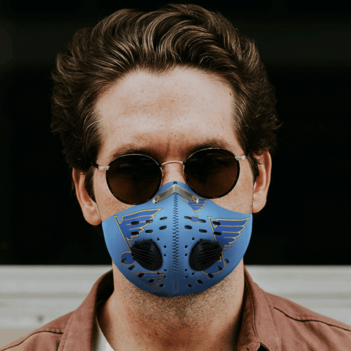 ST. LOUIS BLUES ICE HOCKEY FACE MASK SPORT WITH FILTERS CARBON PM 2.5