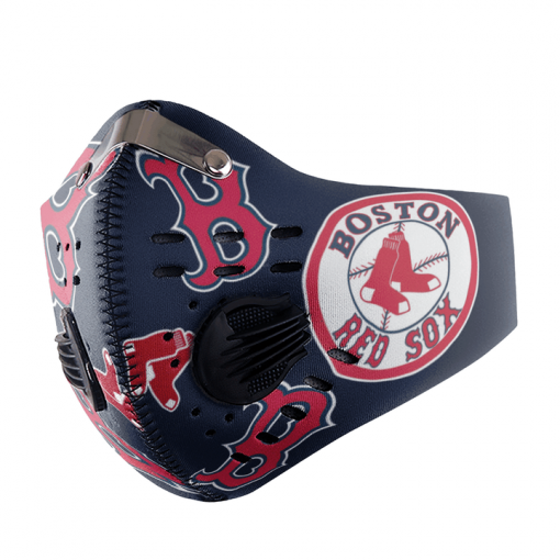 BOSTON RED SOX FACE MASK SPORT WITH FILTERS CARBON PM 2.5