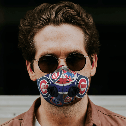 CHICAGO CUBS FACE MASK SPORT WITH FILTERS CARBON PM 2.5