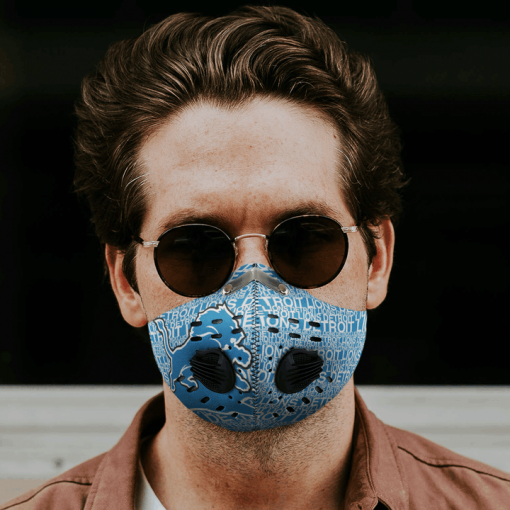 Detroit Lions FACE MASK SPORT WITH FILTERS CARBON PM 2.5