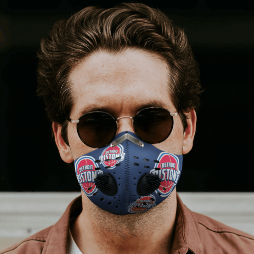 Detroit Pistons FACE MASK SPORT WITH FILTERS CARBON PM 2.5