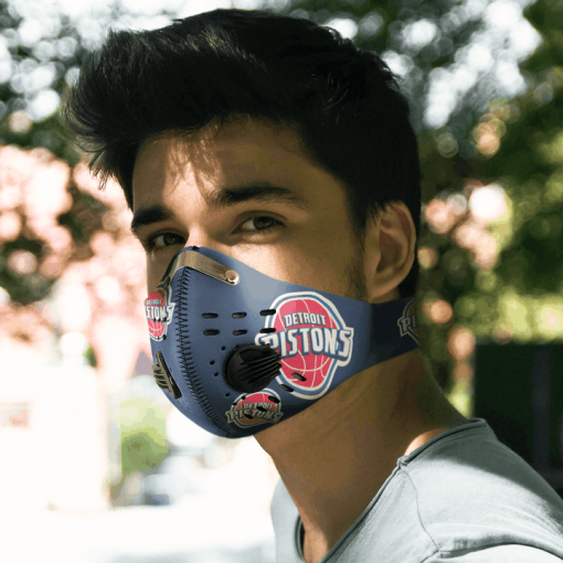 Detroit Pistons FACE MASK SPORT WITH FILTERS CARBON PM 2.5