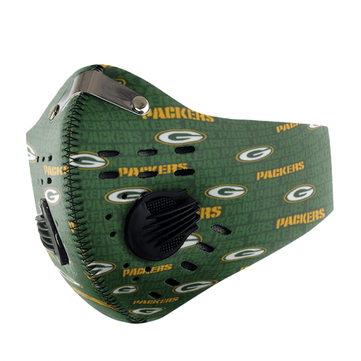 Green Bay Packers FACE MASK SPORT WITH FILTERS CARBON PM 2.5