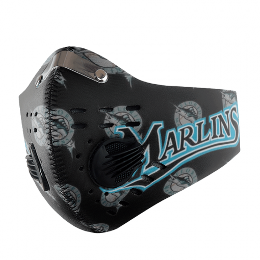 MIAMI MARLINS FACE MASK SPORT WITH FILTERS CARBON PM 2.5