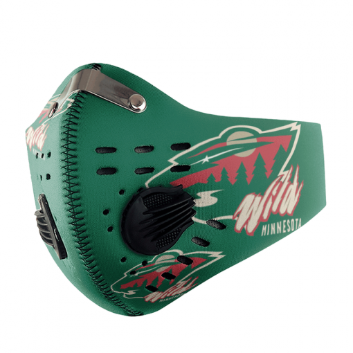 MINNESOTA WILD ICE HOCKEY FACE MASK SPORT WITH FILTERS CARBON PM 2.5