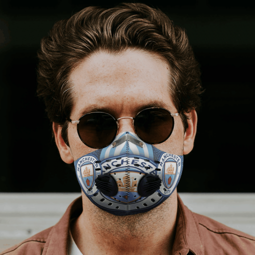 Manchester City FACE MASK SPORT WITH FILTERS CARBON PM 2.5