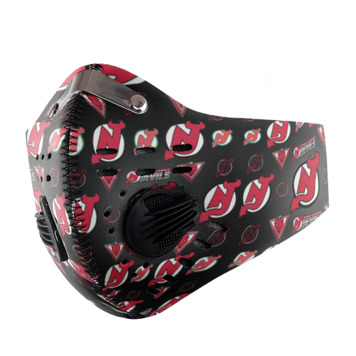 NEW JERSEY DEVILS ICE HOCKEY FACE MASK SPORT WITH FILTERS CARBON PM 2.5