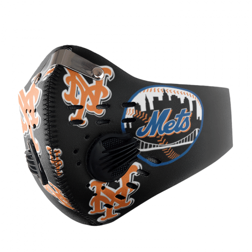 NEW YORK METS FACE MASK SPORT WITH FILTERS CARBON PM 2.5