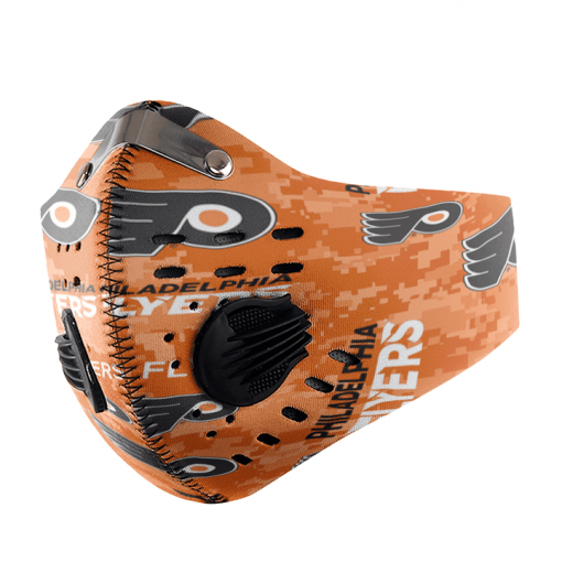 PHILADELPHIA FLYERS ICE HOCKEY FACE MASK SPORT WITH FILTERS CARBON PM 2.5