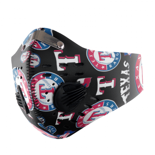 TEXAS RANGERS FACE MASK SPORT WITH FILTERS CARBON PM 2.5