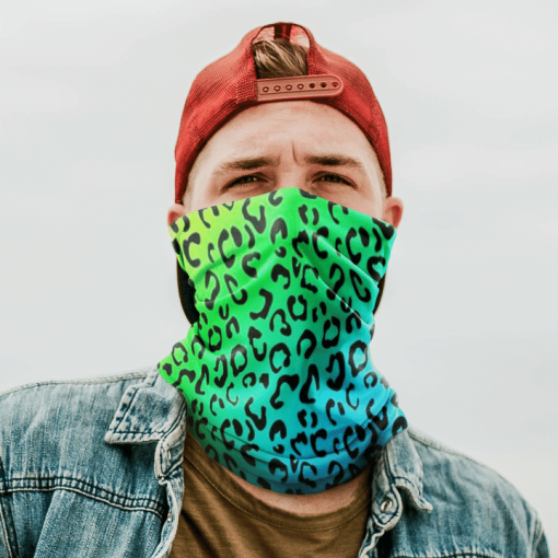 RAINBOW LEOPARD FACE MASK NECK GAITER