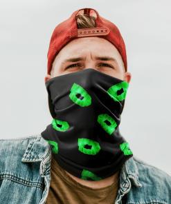 TEAL NEON GREEN VAMPIRE FANG TOY FACE MASK NECK GAITER