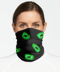 TEAL NEON GREEN VAMPIRE FANG TOY FACE MASK NECK GAITER