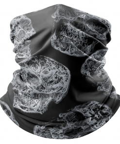 JOANN TOSSED SMOKY SKULLS ON BLACK HALLOWEEN FACE MASK NECK GAITER