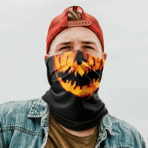 JACK-O-LANTERN PUMPKIN FACE MASK NECK GAITER