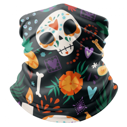 MEXICAN DAY OF THE DEAD BACKDROPS SUGAR SKULL FACE MASK NECK GAITER