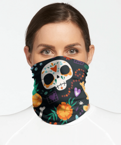 MEXICAN DAY OF THE DEAD BACKDROPS SUGAR SKULL FACE MASK NECK GAITER