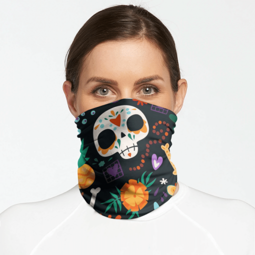 MEXICAN DAY OF THE DEAD BACKDROPS SUGAR SKULL FACE MASK NECK GAITER