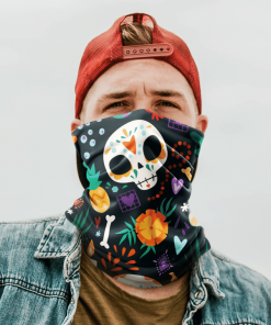 MEXICAN DAY OF THE DEAD BACKDROPS SUGAR SKULL FACE MASK NECK GAITER