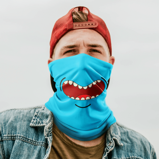 MEESEEKS HAPPY FACE MASK NECK GAITER