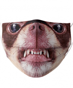 CHIHUAHUA AGGRESSIVE DOG SNARLING AND LOOKING ANGRY FACE MASK