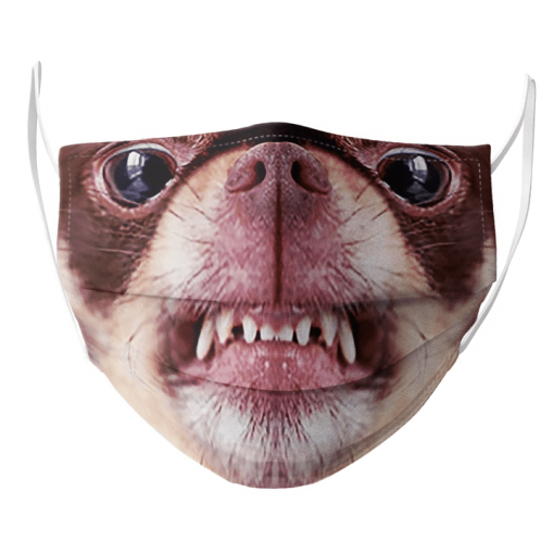 CHIHUAHUA AGGRESSIVE DOG SNARLING AND LOOKING ANGRY FACE MASK