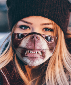 CHIHUAHUA AGGRESSIVE DOG SNARLING AND LOOKING ANGRY FACE MASK