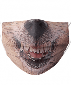 CHIHUAHUA DOG BLACK LONG HAIRED GROWLING SHOWING HIS TEETH FACE MASK