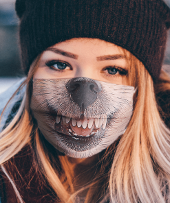 CHIHUAHUA DOG BLACK LONG HAIRED GROWLING SHOWING HIS TEETH FACE MASK