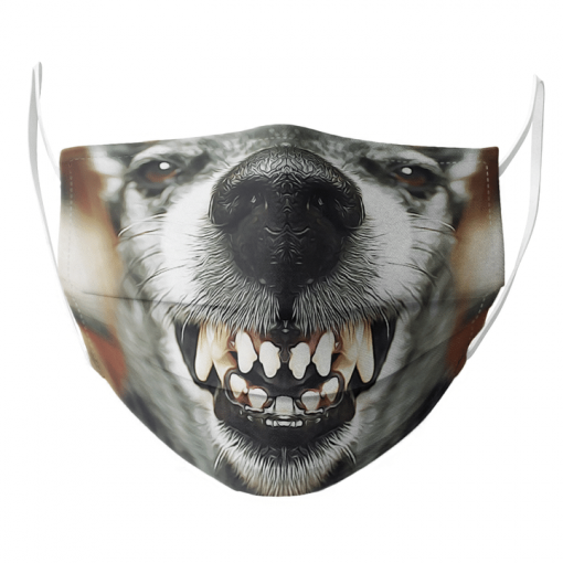 GREY SHEPHERD GRINS DOG LOVER FACE MASK