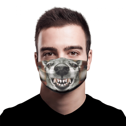 GREY SHEPHERD GRINS DOG LOVER FACE MASK