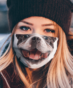 HAPPY SMILING DOG SHOWING TONGUE FACE MASK