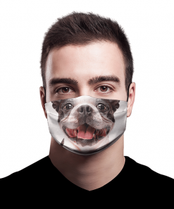 HAPPY SMILING DOG SHOWING TONGUE FACE MASK