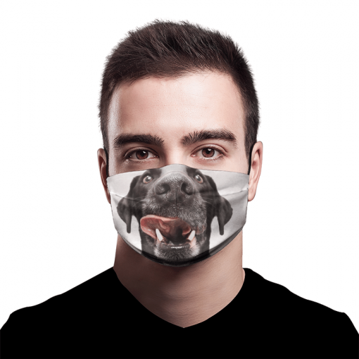 LABRADOR BLACK SHOWING TONGUE AND TEETH FIT YOUR FACE AND NOSE MASK