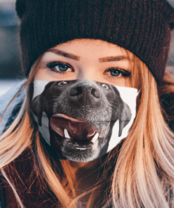 LABRADOR BLACK SHOWING TONGUE AND TEETH FIT YOUR FACE AND NOSE MASK