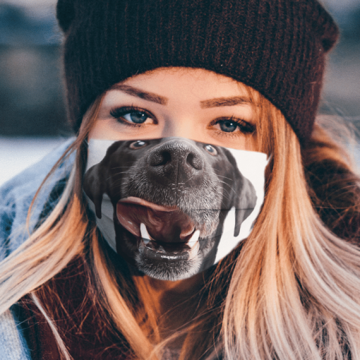 LABRADOR BLACK SHOWING TONGUE AND TEETH FIT YOUR FACE AND NOSE MASK