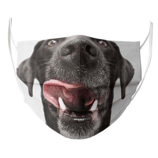 LABRADOR BLACK SHOWING TONGUE AND TEETH FIT YOUR FACE AND NOSE MASK