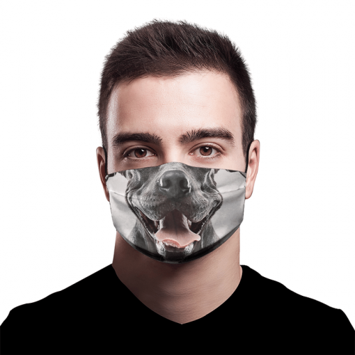 PITBULL DOG PORTRAIT WITH HUMAN EXPRESSION FACE MASK