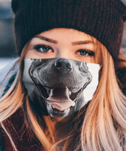 PITBULL DOG PORTRAIT WITH HUMAN EXPRESSION FACE MASK