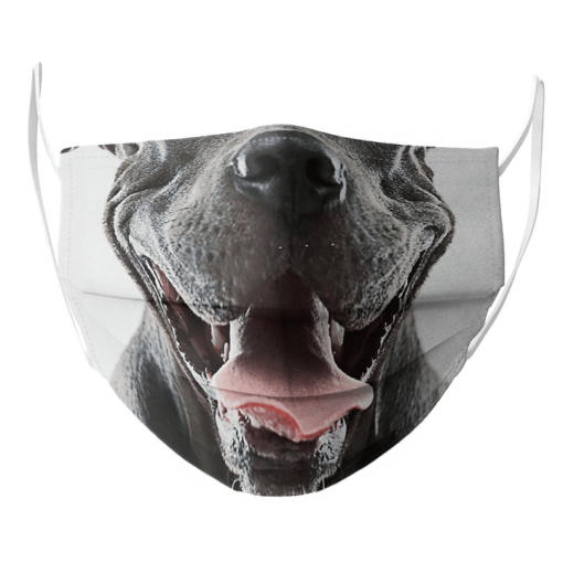 PITBULL DOG PORTRAIT WITH HUMAN EXPRESSION FACE MASK