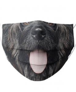 SHEEPDOG LICKING SHOWING TONGUE OUTSIDE BLACK HAIR DOG FACE MASK