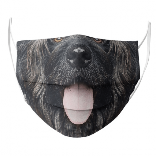 SHEEPDOG LICKING SHOWING TONGUE OUTSIDE BLACK HAIR DOG FACE MASK