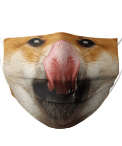 SHIBA INU LICKING, SHIBES DOG TONGUE SHOW FUNNY FACE MASK