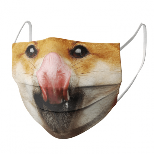 SHIBA INU LICKING, SHIBES DOG TONGUE SHOW FUNNY FACE MASK