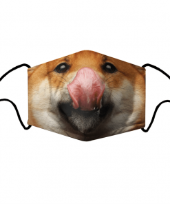 SHIBA INU LICKING, SHIBES DOG TONGUE SHOW FUNNY FACE MASK