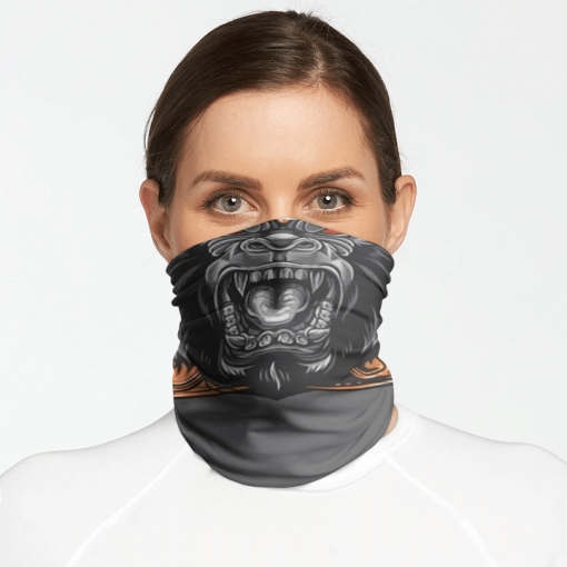 GORILLA WEARING AZTEC HEADDRESS FACE MASK NECK GAITER