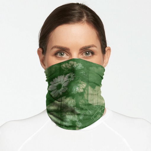 GREEN FLORAL FOR WOMEN MEN FACE MASK NECK GAITER