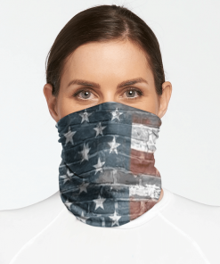 USA BRICKS WALL AMERICAN FLAG FOR MEN WOMEN FACE MASK NECK GAITER