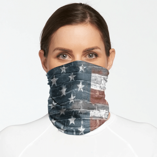 USA BRICKS WALL AMERICAN FLAG FOR MEN WOMEN FACE MASK NECK GAITER