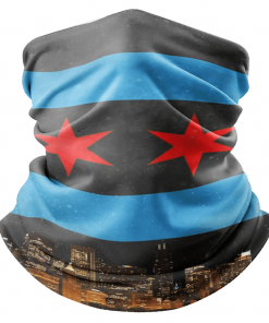 BLACK CHICAGO FLAG FACE MASK NECK GAITER